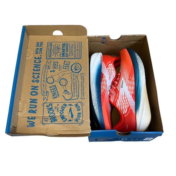 New! Men's Brooks Hyperion Max Running Shoes Size 9.5 Cherry Tomato/Arctic Ice - Picture 10 of 10
